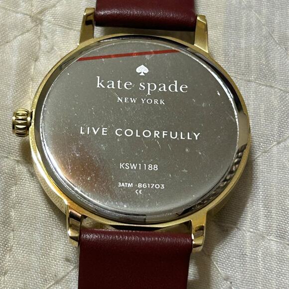 Kate Spade Women's Metro Watch Cream Dial Merlot Leather Strap KSW1188 Box - Picture 11 of 13